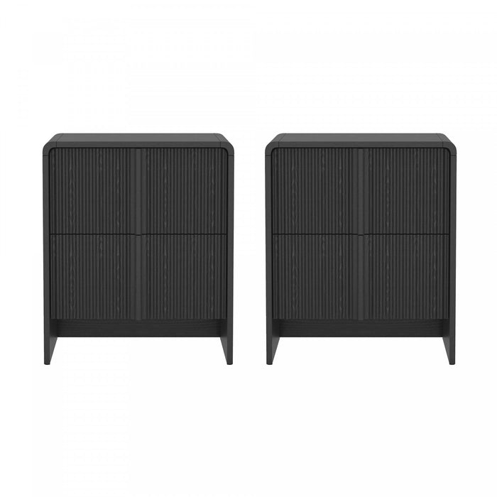 Novara Contemporary 22\" Nightstand in Black (2-Drawer)