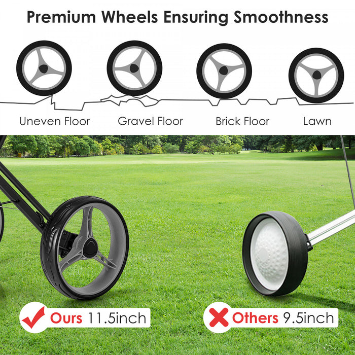 Goplus Folding 4 Wheels Golf Push Cart W/brake Scoreboard Adjustable Handle Gray
