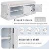 Daniel Solid Wood Storage Bench With 4-door Shoe Cabinet With Adjustable Shelves - White | Daniel Banc De Rangement En Bois Massif Avec Armoire A Chaussures A 4 Portes Et Etageres Reglables, Blanc