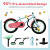 Costway 14" Kids Bike With Adjustable Saddle Handlebar Removable Training Wheels Handbrake Red