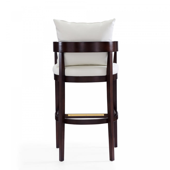 Ritz Mid-Century Modern Wood Upholstered Barstool in Ivory - Set of 3
