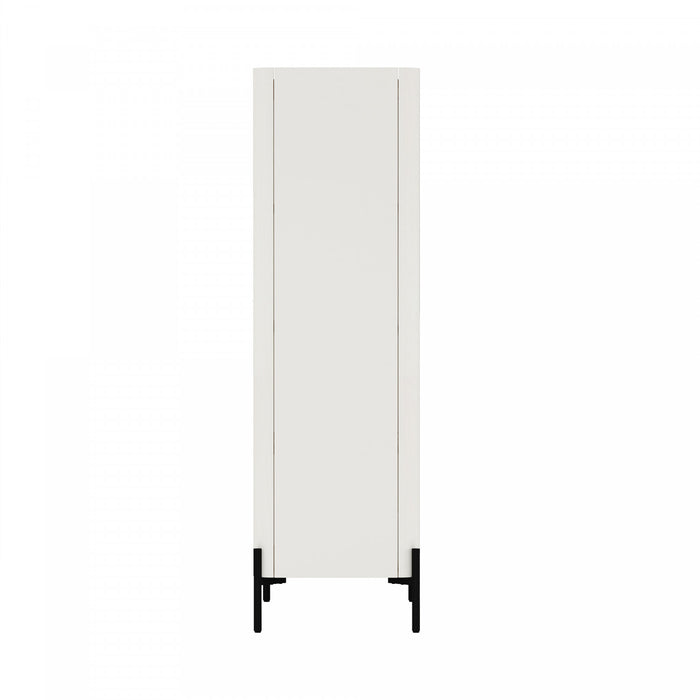 Abbey Modern 32\" Tempered Glass Bookcase Cabinet in Maple and Off White (4-Shelf)