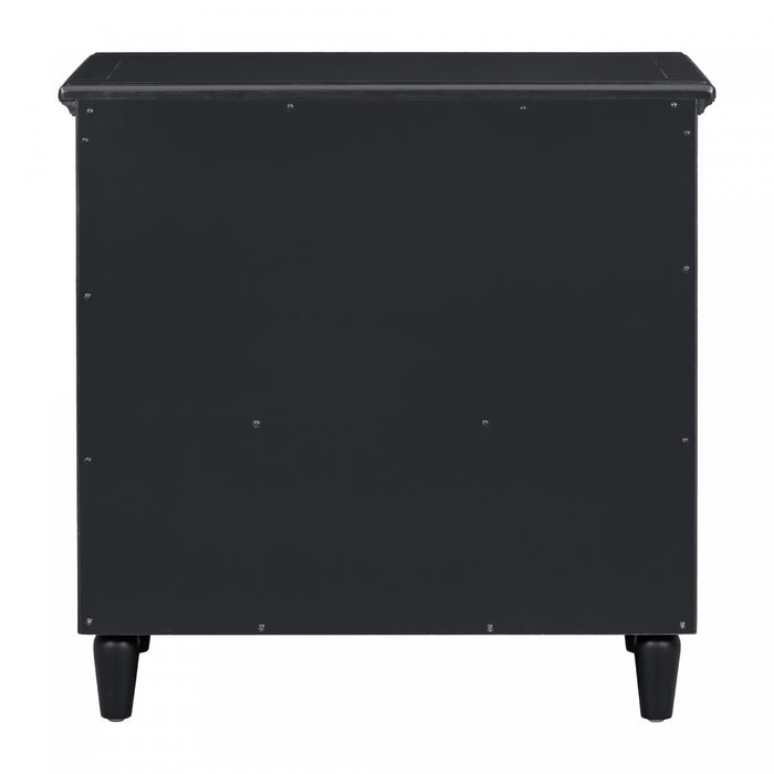 U_Style 28 Inch Painted Nightstand with 3 Smooth-Glide Drawers and Rubberwood Legs, Black