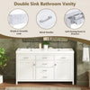 Sorelle 59 Inch Double Sink Bathroom Vanity with Resin Sinks and 3 Drawers, White | Sorelle Meuble-Lavabo Double 59 po avec Vasques en Resine et 3 Tiroirs, Blanc