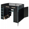 Jerry Wood Loft Bed with Desk and Storage,Full Size,Blue Full Bed | Jerry Lit mezzanine en bois avec bureau et rangement, Taille Double, Bleu