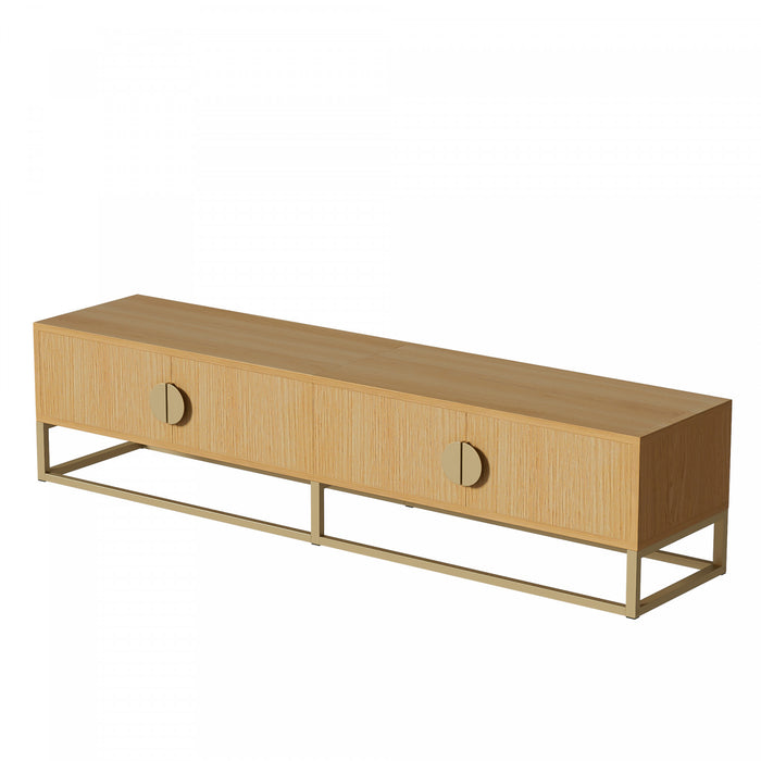 Aspect 70.8 Inch Modern TV Cabinet with Wood Grain Finish and Soft-Close Hinges, Natural