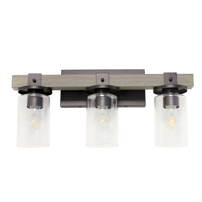 Arezzo 3 Light Vanity, Clear Glass, Gray, 22\"L Lamp