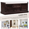 Boyce Solid Wood Storage Bench With 4-door Shoe Cabinet With Cushion -Espresso | Banc De Rangement Boyce En Bois Massif Avec Meuble A Chaussures 4 Portes Et Coussin, Espresso