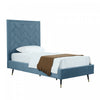 Crosby Modern Upholstered Velvet Twin Bed in Blue | Lit simple moderne Crosby en velours bleu