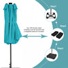 Costway 15 FT Twin Patio Double-Sided Umbrella 48 Solar LED Lights Crank Outdoor Turquoise