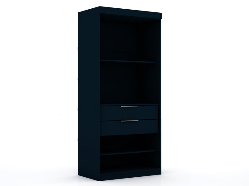 Mulberry Contemporary Modern 36\" Wardrobe Closet in Midnight Blue - Set of 2
