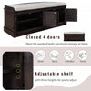 Daniel Solid Wood Storage Bench With 4-door Shoe Cabinet With Adjustable Shelves - Espresso | Daniel Banc De Rangement En Bois Massif Avec Armoire A Chaussures A 4 Portes Et Etageres Reglables, Finition Espresso