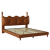 Emma Faux Leather Platform Bed Frame with Headboard,Queen Size,Brown Queen Bed  | Cadre de lit plateforme en simili cuir Emma avec tete de lit, taille Queen, marron