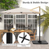 Costway Patio 9.5FT Square Cantilever Offset Hanging Umbrella 2-Tier 360° Outdoor Beige