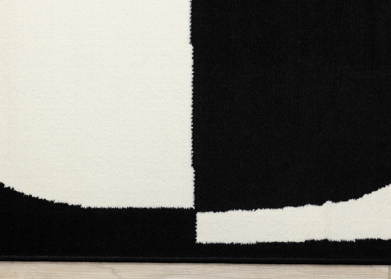 Florence Black White Dynamic Geometric Design, 6'7\" x 9'6\" Indoor Area Rug