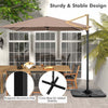 Costway Patio 9.5FT Square Cantilever Offset Hanging Umbrella 2-Tier 360° Outdoor Coffee