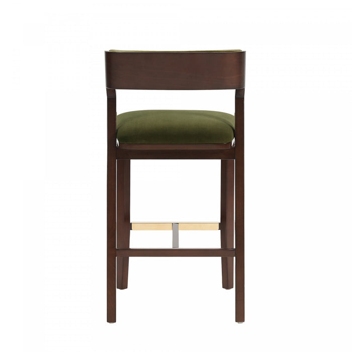 Patricia Modern Wood Upholstered Barstool in Turtle Green Bar Stool