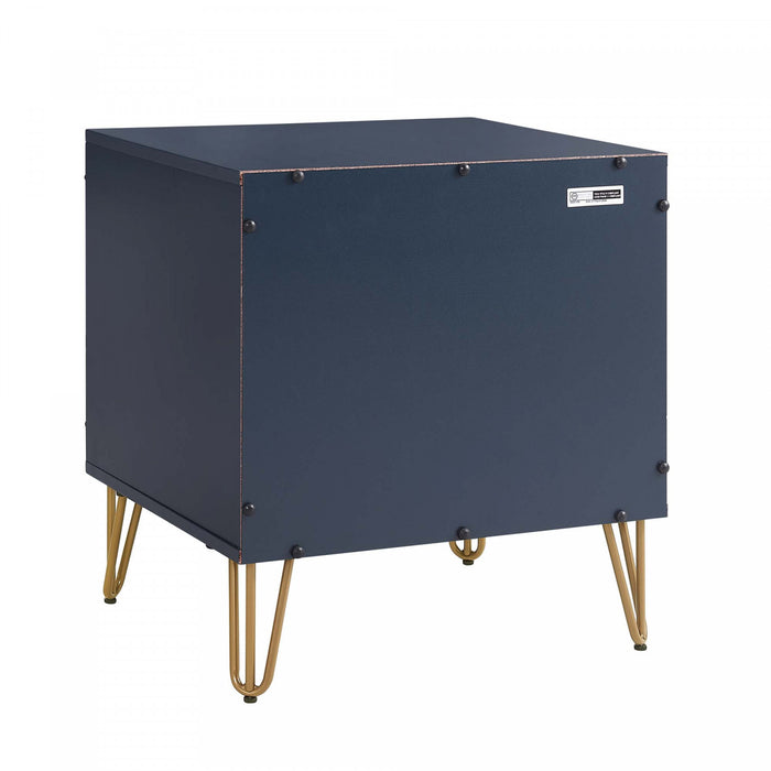 Dumbo Modern 20\" Fluted Nightstand in Midnight Blue (2-Drawer)