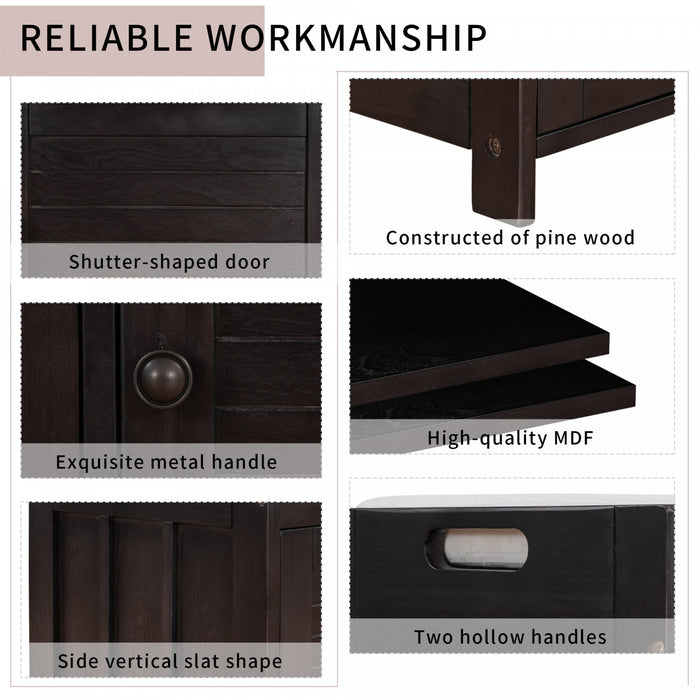 Olivia Pine Wood Storage Bench With 3-door Shoe Cabinet With Hidden Compartment - Espresso