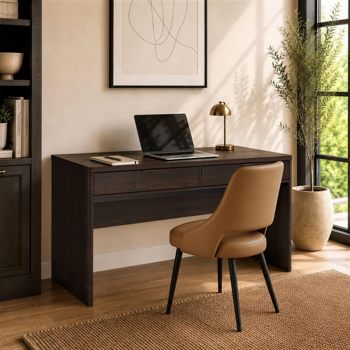 Evelyn Modern 60\" Writing Desk in Brown (2-Drawer)