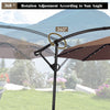 Costway 10FT Patio Offset Umbrella Solar LED 360degrees Rotation Brown