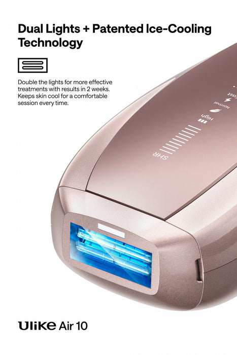 Ulike Air 10 IPL Laser Hair Removal Device - Dual Lights, SHR Mode & Ice Cooling - Pink