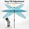 Costway 10 FT Solar Patio Umbrella with 96 LED Lights 35° Adjustable Tilt Vented Top Turquoise