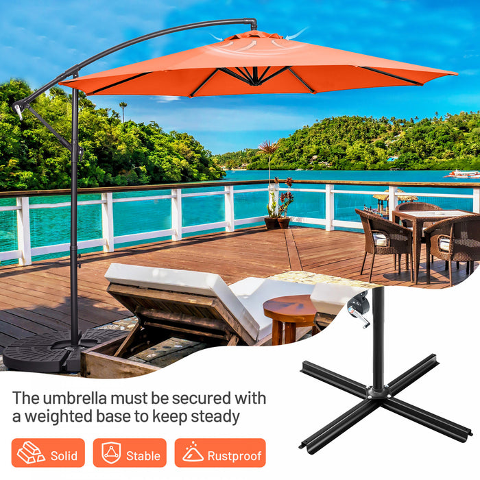 Costway 10 FT Patio Offset Umbrella w/8 Ribs Cross Base Tilt Orange