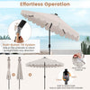 Costway 9.3 FT Solar Patio Umbrella Outdoor Market Sunshade with 24 LED Lights Ruffles Beige