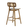 Bari Rubber Wood Counter Stool Set of 2 with Rattan Back and Footrest,Walnut | Bari lot de 2 tabourets de comptoir en bois de caoutchouc avec dossier en rotin et repose-pieds, couleur noyer