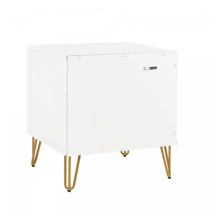Dumbo Modern 20\" Fluted Nightstand in White (1-Drawer) - Set of 2