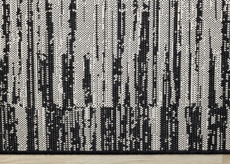 Jackson Black Grey Distressed Outdoor Rug, 7'10\" x 10'6\" Outdoor Area Rug
