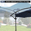 Costway 10FT Patio Offset Umbrella Solar Powered LED 360Degree Rotation Aluminum Navy