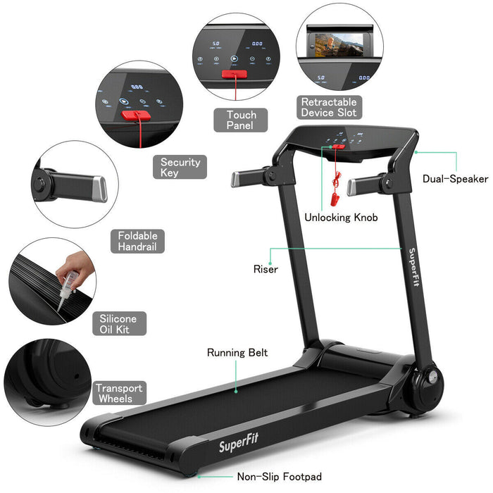 Superfit 3hp Folding Electric Treadmill Running Machine W/ Speaker