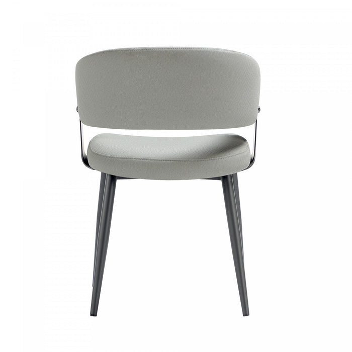 Luce Modern Textured Vegan Leather Metal Dining Chair in Stone Gray - Set of 2