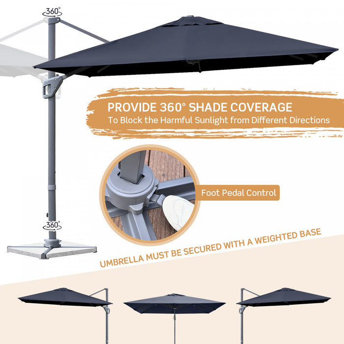 Costway 10x10 ft Patio Offset Cantilever Umbrella Aluminum 360° Rotation Tilt Navy