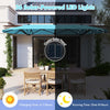 Costway 13FT Double-sided Patio Umbrella with Solar Lights Crank Handle Umbrella Base Turquoise
