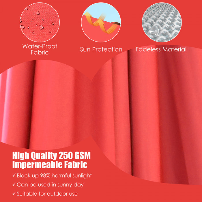 Costway 10'x13' Patio Offset Cantilever Umbrella Aluminum 360° Rotation Tilt Wine