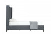 Promenade Mid-Century Modern Upholstered Velvet Twin Bed in Gray | Lit jumeau Promenade moderne du milieu du siecle en velours gris capitonne