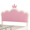 Judson Upholstered Princess Bed With Crown Headboard And Pu Platform Frame,full Size,cream Full Bed | Lit Princesse Judson Tapisse Avec Tete De Lit En Forme De Couronne Et Cadre Plateforme En Pu, Taille Full, Crème
