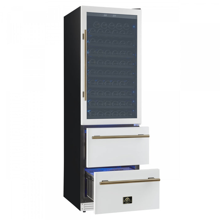Forno Azienda 24\" Dual Zone Wine Cooler, 15.8 Cu.Ft, 108 Bottles & 100 Cans, White - FWCDR6628-24WHT Refrigerator