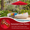 Costway 9.5 FT Patio Rope Pulley Wooden Umbrella Market w/Fiberglass Ribs Outdoor Red