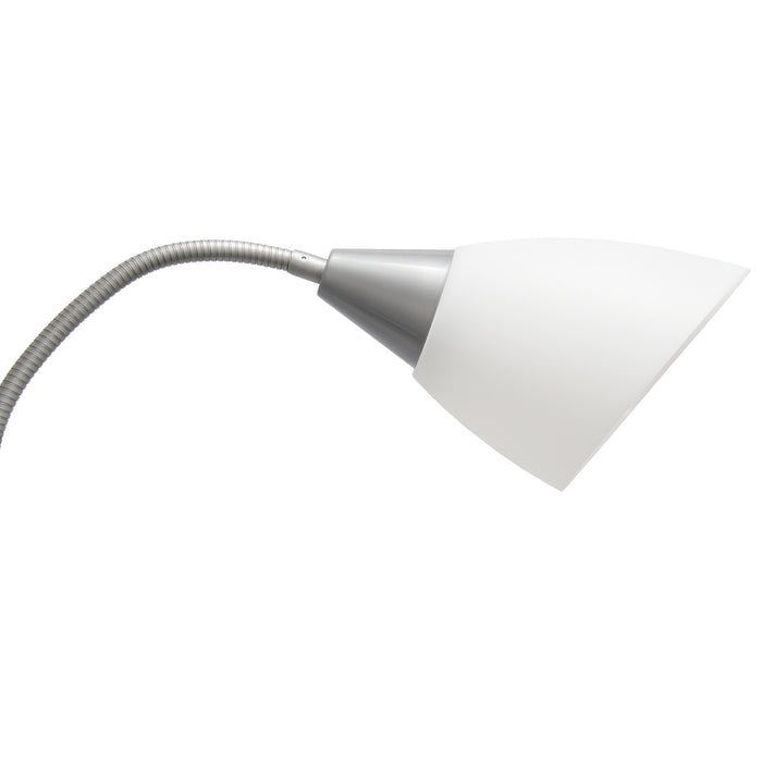 Skye 5 Light Adjustable Gooseneck Floor Lamp, Silver & White, 67\"H