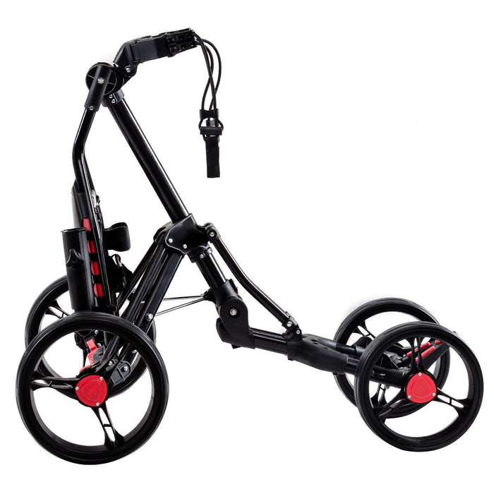Costway 4 Wheel Golf Pull Push Cart Trolley Club Umbrella Scorecard Drink Holder