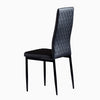 Ava Modern Diamond Grid Pattern Dining Chair Set (4-Pack) with Fireproof Leather and Metal Frame,Black  | Ensemble de chaises de salle a manger modernes Ava avec motif de grille en diamant (lot de 4), cuir ignifuge et cadre en metal, noir