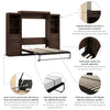 Bestar Pur 115" Queen Murphy Bed and 2 Shelving Units with Drawers - Black Walnut|Grand lit escamotable Pur de Bestar de 115 po avec 2 meubles à tablettes et tiroirs - noyer noir