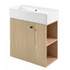 Camille Floating Bathroom Vanity with Ceramic Sink and Right Side Storage, Natural | Camille Meuble de salle de bain flottant avec vasque en ceramique et rangement cote droit, Naturel