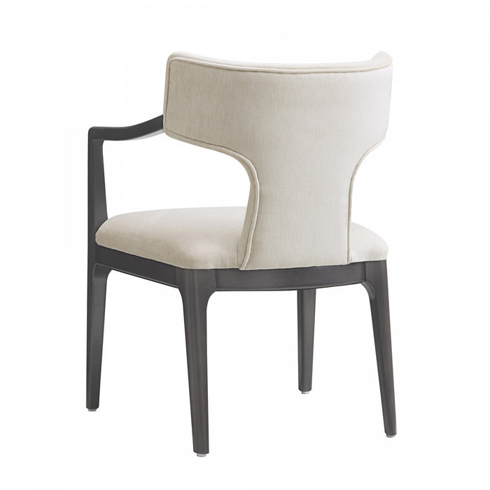 Eloria Mid-Century Modern Chenille Wood Armchair in Cream