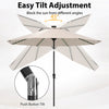 Costway 10 FT Solar Patio Umbrella with 96 LED Lights 35° Adjustable Tilt Vented Top Beige