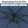 Costway 10' Hanging Umbrella Patio Sun Shade Offset Outdoor Market W/ Cross Base Blue